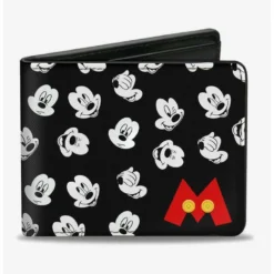 Cheapest ⭐ Disney Mickey Mouse Expressions Button Logo Bi-Fold Wallet 🛒