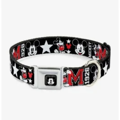 Hot Sale ✔️ Disney Classic Mickey Mouse 1928 Collage Dog Collar Seatbelt Buckle ⌛