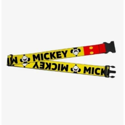 Promo ✔️ Disney Mickey Smiling Up Pose Flip Buttons Yellow Black Red Luggage Strap ⌛