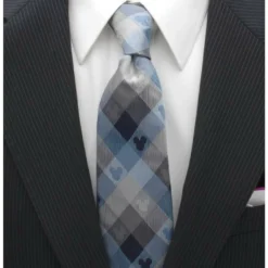 Cheapest ❤️ Disney Mickey Mouse Blue Plaid Mens Tie 🛒 -Mickey Mouse Store 12990427 av2