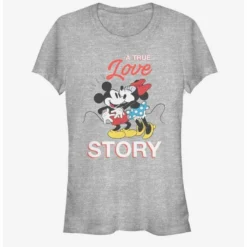 Deals ✨ Disney Mickey Mouse And Minnie Mouse True Love Story 🛒 Girls T-Shirt ❤️