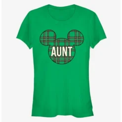 Cheap ✔️ Disney Mickey Mouse Head Plaid Aunt Classic 😀 Girls T-Shirt ✔️