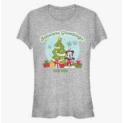 Best Pirce 😀 Disney Mickey Mouse Holiday Seasons Greetings From Mom Classic 🥰 Girls T-Shirt ❤️