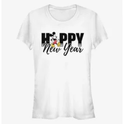 Best Sale 🧨 Disney Mickey Mouse Happy New Year Text Classic Girls T-Shirt ✔️