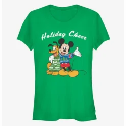 Promo ⭐ Disney Mickey Mouse And Pluto Holiday Cheer Classic Girls T-Shirt 🥰