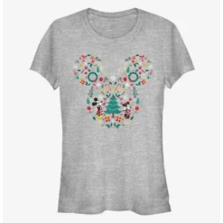 Cheapest 🔔 Disney Mickey Mouse Head Holiday Filled Classic Girls T-Shirt 🌟