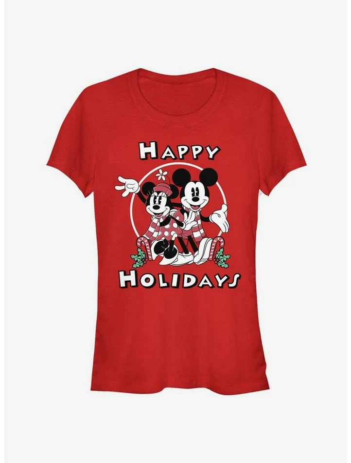 Cheap ✨ Disney Mickey Mouse And Minnie Mouse Happy Holidays Classic ✨ Girls T-Shirt ❤️ 1 Cheap ✨ Disney Mickey Mouse And Minnie Mouse Happy Holidays Classic ✨ Girls T-Shirt ❤️