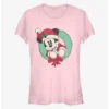 Budget ✔️ Disney Mickey Mouse Vintage 🔥 Christmas Wreath Classic Girls T-Shirt 👏
