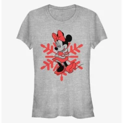Discount ❤️ Disney Minnie Mouse Holiday Snowflake Classic 🎉 Girls T-Shirt ✔️