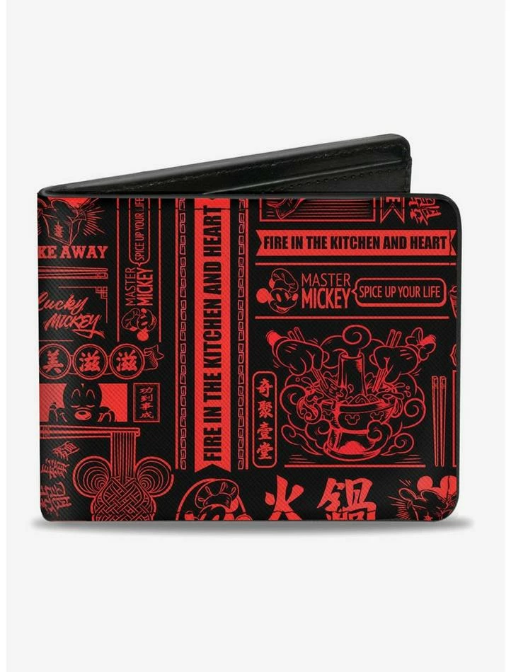 Discount ⌛ Disney Mickey Mouse Tasting China Collage Bi-fold Wallet ❤️ 1 Discount ⌛ Disney Mickey Mouse Tasting China Collage Bi-fold Wallet ❤️
