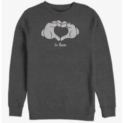 Outlet 🤩 Disney Mickey Mouse Glove Heart Crew Sweatshirt 👏