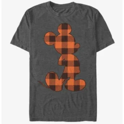 New 🛒 Disney Mickey Mouse Autumn Buffalo Check Mickey T-Shirt 👏