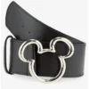Best Sale ⭐ Disney Mickey Mouse Ears Silver Buckle Vegan Leather Belt ⌛