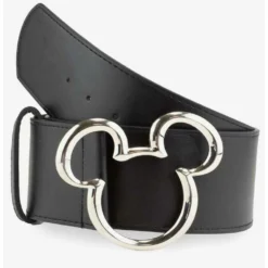 Best Sale ⭐ Disney Mickey Mouse Ears Silver Buckle Vegan Leather Belt ⌛