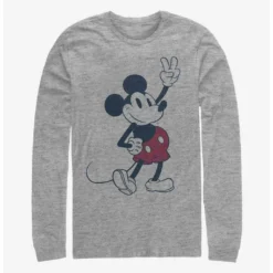 Promo ❤️ Disney Mickey Mouse Plaid Mickey Long-Sleeve T-Shirt ⌛