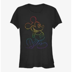 Best Pirce 👍 Disney Mickey Mouse Outline Rainbow Pride T-Shirt 🤩