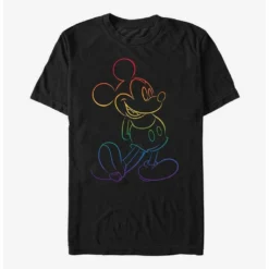 Best Pirce 💯 Disney Mickey Mouse Outline Rainbow Pride T-Shirt ⭐