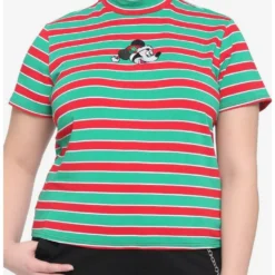 Best Sale ❤️ Disney Holiday Stripe Mock Neck 🔥 Girls T-Shirt Plus Size ✔️