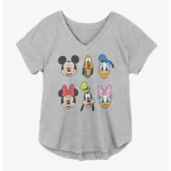 Wholesale ✨ Disney Mickey Mouse Classic Friends Faces 🧨 Girls Plus Size T-Shirt 🥰