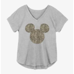 Brand new ❤️ Disney Mickey Mouse Animal Print Logo 🥰 Girls Plus Size T-Shirt ⌛