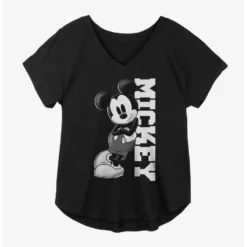 Brand new ✔️ Disney Mickey Mouse Leaning 🌟 Girls Plus Size T-Shirt 😉
