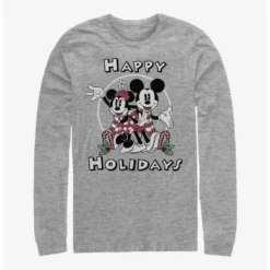 Outlet 🎁 Disney Mickey Mouse Mickey & Minnie Holiday Long-Sleeve T-Shirt 🔔