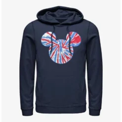 New 😉 Disney Mickey Mouse Tie Dye Red White Blue Hoodie ✨