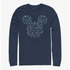 Best Pirce 😉 Disney Mickey Mouse Mickey Ear Snowflakes Long-Sleeve T-Shirt 👏