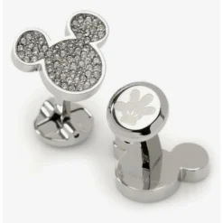 Outlet 😍 Disney Mickey Mouse Stainless Steel White Pave Crystal Mickey Mouse Cufflinks 🌟