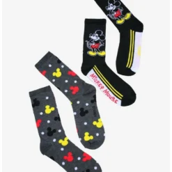 Top 10 😍 Disney Mickey Mouse Retro Multicolor Crew Socks 2 Pair ⭐