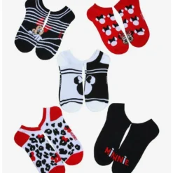 Discount ✨ Disney Minnie Mouse Red & Black No-Show ⭐ Socks 5 Pair ⭐