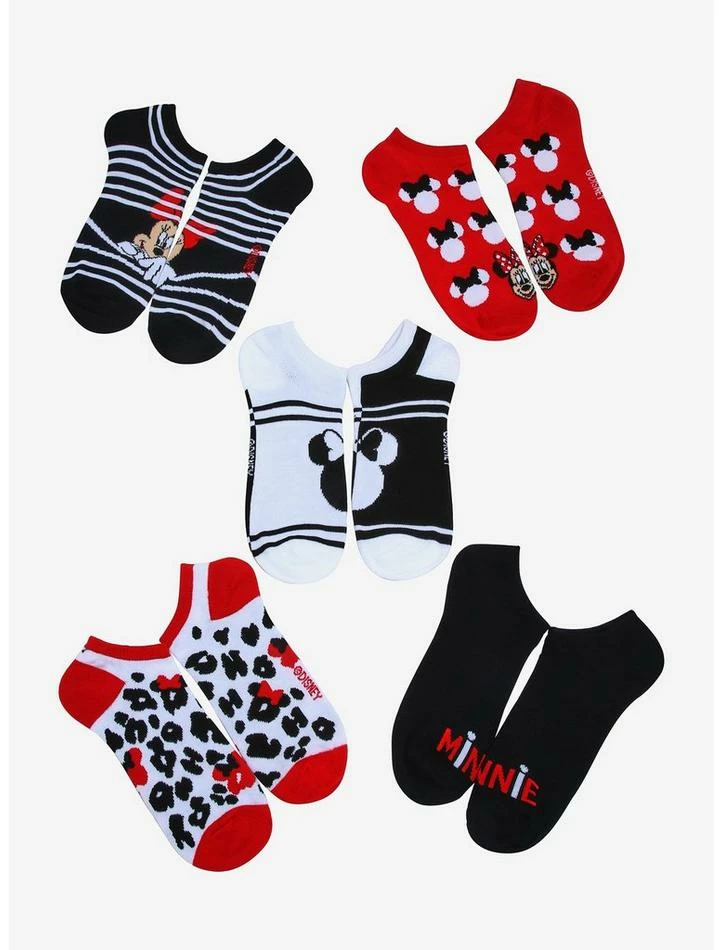 Discount ✨ Disney Minnie Mouse Red & Black No-Show ⭐ Socks 5 Pair ⭐ 1 Discount ✨ Disney Minnie Mouse Red & Black No-Show ⭐ Socks 5 Pair ⭐