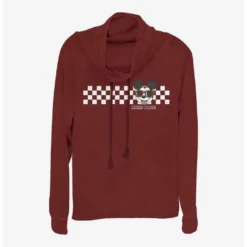 Discount 🤩 Disney Mickey Mouse Mickey Checkers Girls Cowl Neck Long Sleeve Top 👍