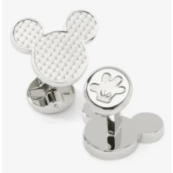 Promo 👏 Disney Mickey Mouse Silhouette Basket Weave Cufflinks ⌛