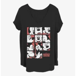 Deals 😉 Disney Mickey Mouse Expression Grid Girls T-Shirt Plus Size 🌟