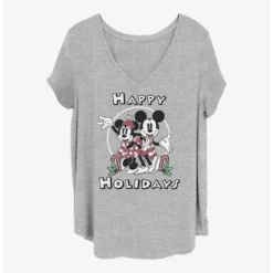 Discount 🔔 Disney Mickey Mouse Mickey & Minnie Holiday Girls T-Shirt Plus Size 👍