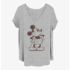 Cheap 😉 Disney Mickey Mouse Mickey Sketch Girls T-Shirt Plus Size ✨