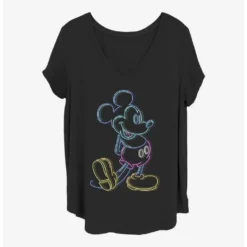 Brand new ⌛ Disney Mickey Mouse Neon Mickey 😀 Girls T-Shirt Plus Size 🌟