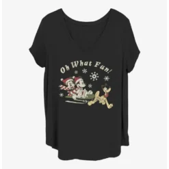 New ❤️ Disney Mickey Mouse Oh What Fun 💯 Girls T-Shirt Plus Size 👏