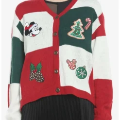Promo ⌛ Her Universe Disney Holiday Mickey Mouse Patchwork Girls Cardigan 🔔