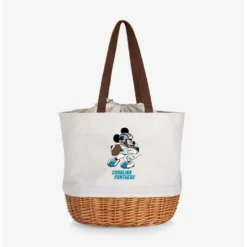 Outlet 👍 Disney Mickey Mouse NFL Carolina Panthers Canvas Willow Basket Tote 🔥