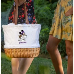Budget ⌛ Disney Mickey Mouse NFL Minnesota Vikings Canvas Willow Basket Tote ⌛ -Mickey Mouse Store 19831809 av3