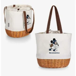 Budget 🔔 Disney Mickey Mouse NFL Seattle Seahawks Canvas Willow Basket Tote 🛒 -Mickey Mouse Store 19831873 av4