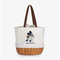 Budget 🔔 Disney Mickey Mouse NFL Seattle Seahawks Canvas Willow Basket Tote 🛒