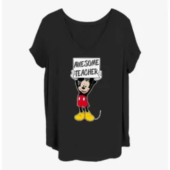 Hot Sale 🔔 Disney Mickey Mouse Mickey Awesome Teacher ✨ Girls T-Shirt Plus Size ✔️