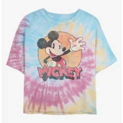 Cheapest 🤩 Disney Mickey Mouse Classic Mickey Tie Dye Crop Girls T-Shirt ✔️