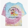 Cheap ❤️ Disney Mickey Mouse 🥰 Dog Lover Tie Dye Crop Girls T-Shirt ✔️