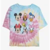 Cheap 👏 Disney Mickey Mouse Friends Faces Tie Dye Crop Girls T-Shirt 👍