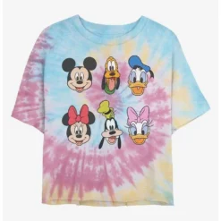 Cheap 👏 Disney Mickey Mouse Friends Faces Tie Dye Crop Girls T-Shirt 👍