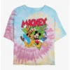 Best Sale 😍 Disney Mickey Mouse Funky Bunch Tie Dye Crop Girls T-Shirt 🧨